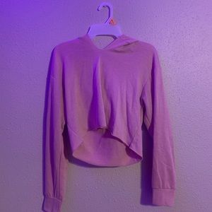 pink hooded crop top